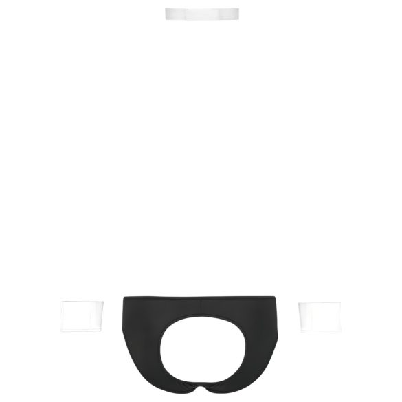 Svenjoyment - Herren Kellner-Tanga-Set (schwarz-weiß) - L