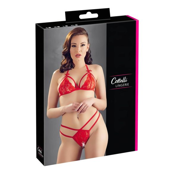 Cottelli - Offenherziges Spitzen-BH-Set (Rot) - L