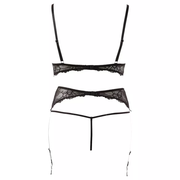 Abierta Fina - Perlenverziertes Spitzen-Dessous-Set - M