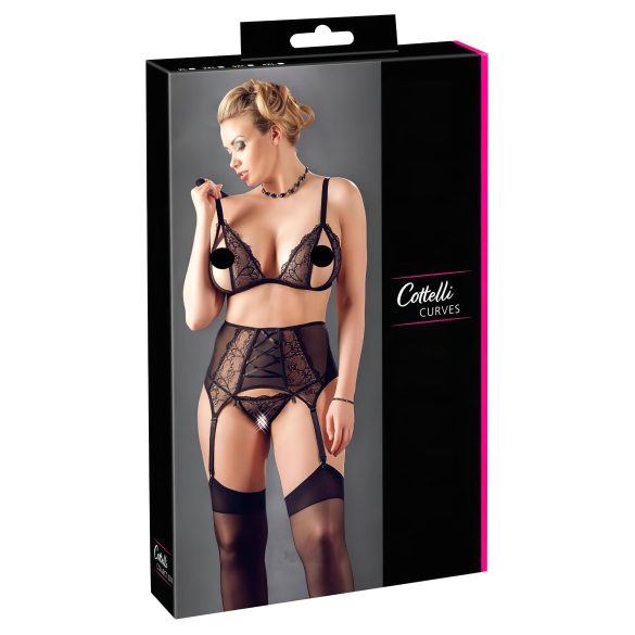 Cottelli Plus Size - Spitzenwäsche-Set (schwarz)