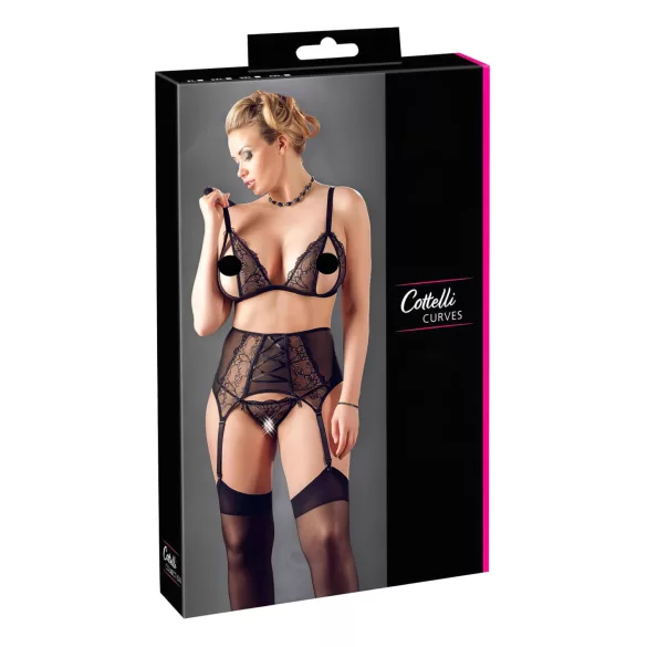 Cottelli Plus Size - Verführerisches Dessous-Set (schwarz) - XXXXL