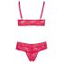 Cottelli Plus Size - weiches Spitzen-BH-Set (rot) - 2XL