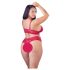 Cottelli Plus Size - weiches Spitzen-BH-Set (rot) - 3XL
