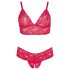 Cottelli Plus Size - weiches Spitzen-BH-Set (rot) - 3XL