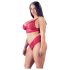 Cottelli Plus Size - weiches Spitzen-BH-Set (rot) - 4XL