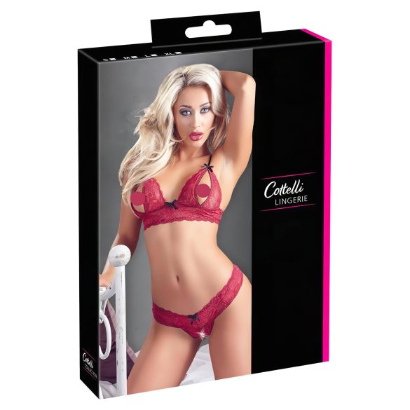 Cottelli - Verführerisches Spitzen-BH-Set (rot) - M