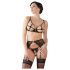 Abierta Fina - Glänzendes Spitzenzauber-BH-Set (Schwarz) - M