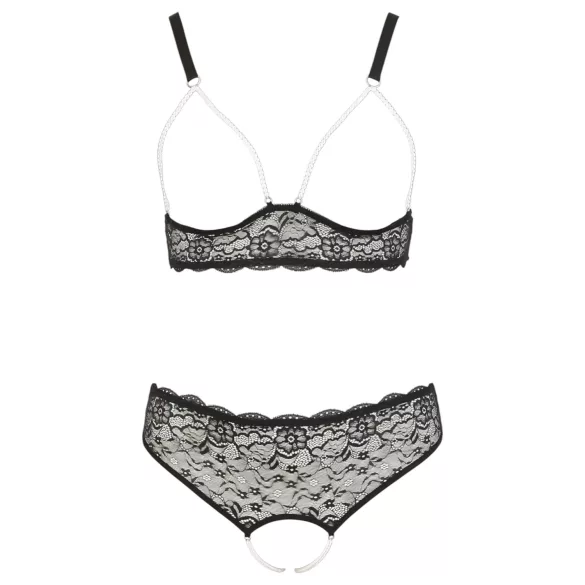 Cottelli Plus Size - Perlen-BH-Set (schwarz)