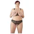 Cottelli Plus Size - Perlen-BH-Set (schwarz) - 3XL
