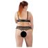 Cottelli Plus Size - Perlen-BH-Set (Schwarz) - 3XL