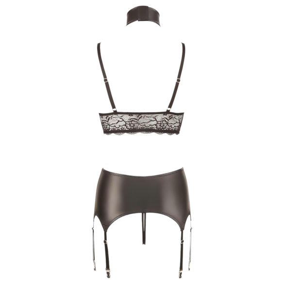Cottelli Bondage - Glänzendes Spitzenwäsche-Set (4-teilig) - L