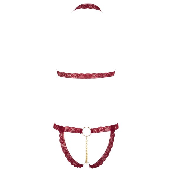 Cottelli - Offenes BH-Set mit Metallringen (Rot)