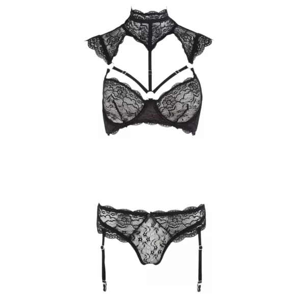 Cottelli - Spitzen-BH-Set mit Kragen (schwarz) - 75C/S
