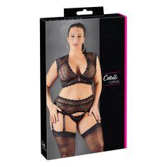   Cottelli Plus Size - Strass, Spitze Dessous-Set (Schwarz) - XL