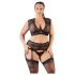 Cottelli Plus Size - Strass und Spitze Dessous Set (schwarz) - 3XL