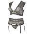Cottelli Plus Size - Strass und Spitze Dessous Set (schwarz) - 3XL