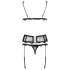 Obsessive Emperita - zart besticktes Lingerie-Set (schwarz) - L/XL