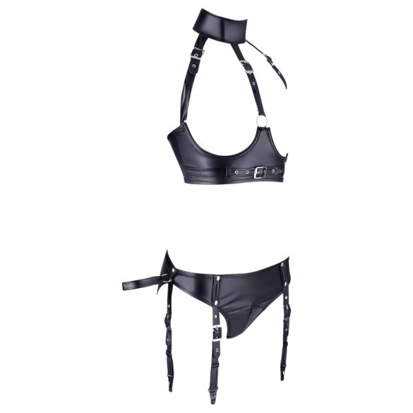 Cottelli Bondage - Glänzendes Hebe-Set mit Fesseln (schwarz) - M