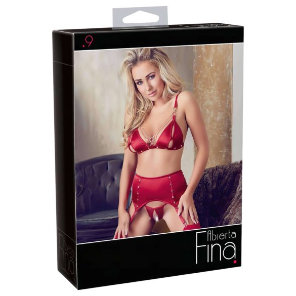 Abierta Fina - Funkelndes Kettendessous-Set (Rot) - M