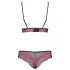 Obsessive Tulia - Spitzen-Dessous-Set (schwarz-pink) - L/XL