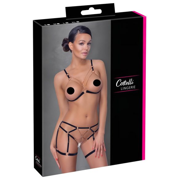 Cottelli - Kettelteiliges Körperharness mit Kettenverzierung (schwarz)