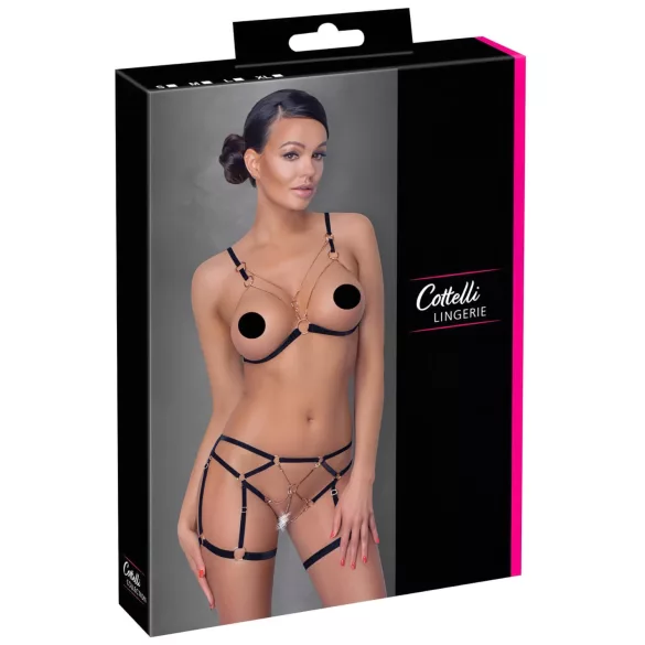 Cottelli - Kettenkette Zierkörperschmuck - 2-teilig (schwarz) - M