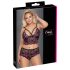 Cottelli Plus Size - Blumen-BH-Set (schwarz-lila) - 3XL/4XL