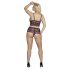 Cottelli Plus Size - Blumen-BH-Set (schwarz-lila) - 3XL/4XL