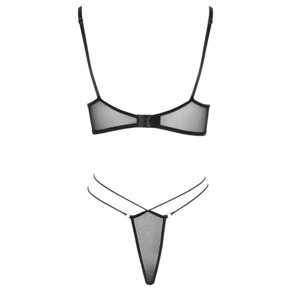 Cottelli - Transparenter, spitzenbesetzter BH-Set (schwarz) - M