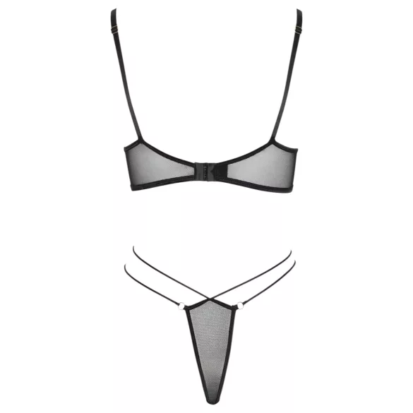 Cottelli - Transparenter, spitzenbesetzter BH-Set (schwarz) - M