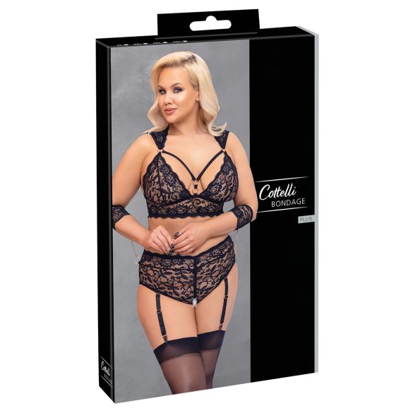 Cottelli Bondage Plus Size - Spitzen-BH-Set (schwarz) - 3XL