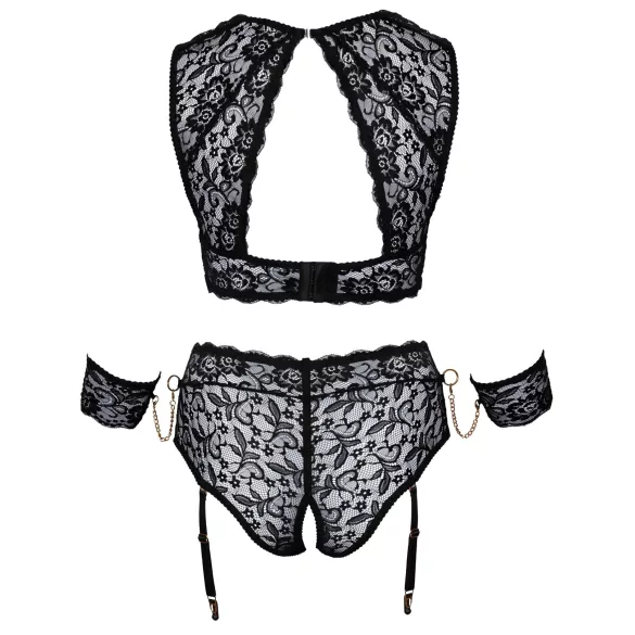 Cottelli Bondage Plus Size - Spitzen-BH-Set (schwarz) - 3XL