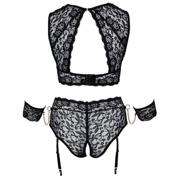 Cottelli Bondage Plus Size - Spitzen-BH-Set (schwarz) - 4XL