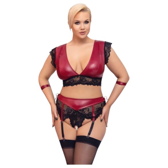 Cottelli Bondage Plus Size - Spitzen-BH Set (Rot)