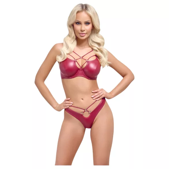 Cottelli Party - glänzendes BH-Set (rot) - 80B/M