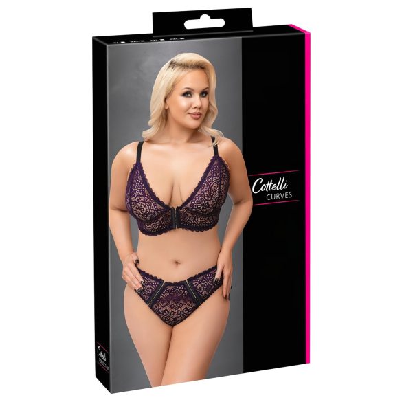 Cottelli Plus Size - Transparentes Muster-BH-Set (Lila) - 2XL