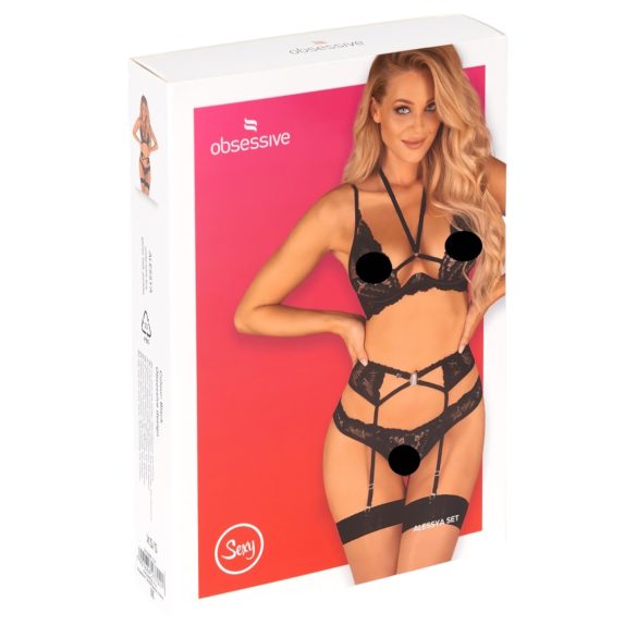 Obsessive Alessya - Spitzenwäsche-Set (schwarz) - M/L
