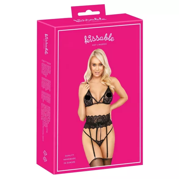 Sinnlich - Taillen-BH-Set (schwarz) - L/XL