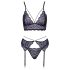 Cottelli - 3-teiliges Spitzenwäsche-Set (Schwarz-Violett) - M