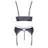 Cottelli - 3-teiliges Spitzenwäsche-Set (Schwarz-Violett) - M