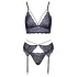 Cottelli - 3-teiliges Spitzenwäsche-Set (schwarz-violett) - XL
