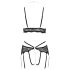 Abierta Fina - Offenes Spitzen-BH-Set (Schwarz) - XL