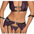 Cottelli Bondage - Wäsche-Set & Handschellen (schwarz-lila) - M