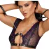 Cottelli Bondage - Dessous-Set und Handschellen (Schwarz-Lila) - L