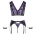 Cottelli Bondage - Dessous-Set und Handschellen (Schwarz-Lila) - L