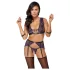 Cottelli Bondage - Dessous-Set und Handschellen (Schwarz-Lila) - XL