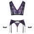 Cottelli Bondage - Wäsche-Set & Handschellen (schwarz-lila) - XL