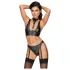 Cottelli Bondage - Glänzendes BH-Set mit Handschellen (Schwarz) - M