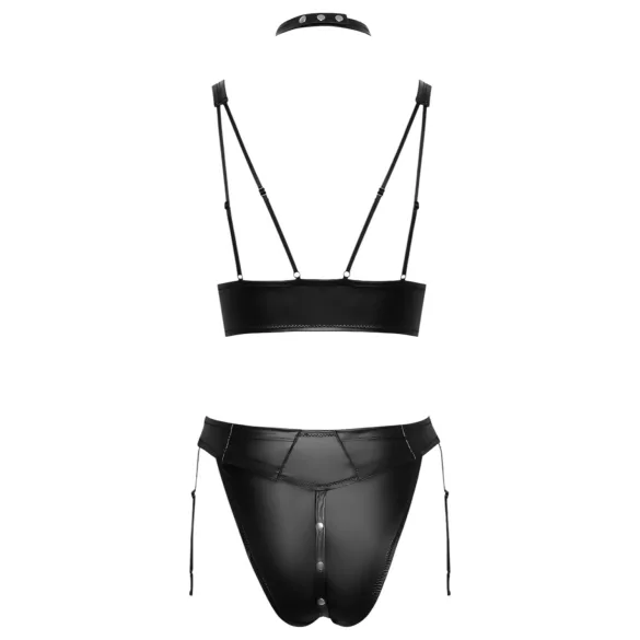 Cottelli Bondage - Glänzendes BH-Set mit Handschellen (Schwarz) - M