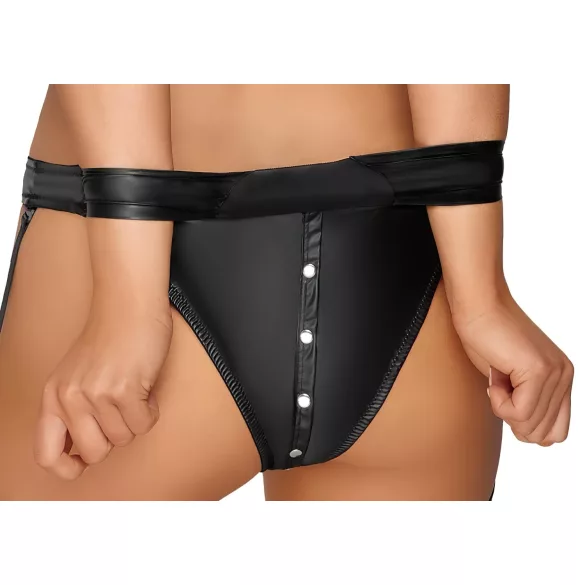 Cottelli Bondage - Glänzendes BH-Set mit Handschellen (Schwarz) - M
